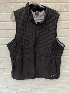 Nike Gilet Mens Xxl 2xl Black Sleeveless Running Gym Quilted Aerolayer Vest - Picture 1 of 8