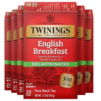 Английские пакеты для завтрака Twinings без кофеина 20 штук (упаковка из 6) - Изображение 1 из 4