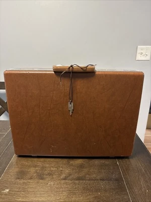 复古 Samsonite 公文包 棕色 硬皮革 中世纪 带钥匙 18 英寸 — 第 1/4 张图片