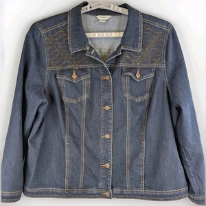 Jeansjacke CJ Banks Dark Jean 2X Bling Strass Stretch - Bild 1 von 21