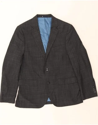 PENGUIN Mens Slim Fit 2 Button Blazer Jacket UK 40 Large Black Check DF50 - Image 1 of 3