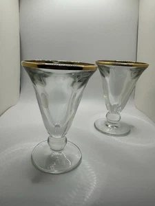Vintage Französische Trüger Glas Bistro Gläser mit Goldrand 2er Set - Bild 1 von 6