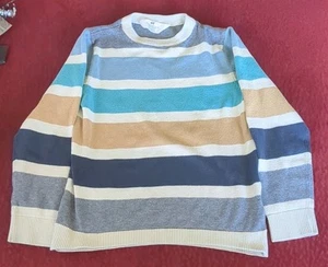 H&M Boys Striped Gray Green Blue 100% Cotton Sweater 6X/7 - Picture 1 of 4