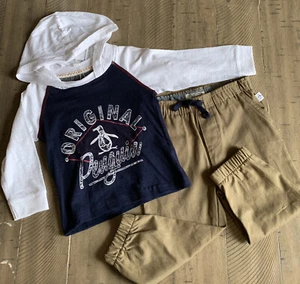 Boys 2 Piece Set Long Sleeve Shirt/ Pants Size 18M - Original Penguin Junior NEW - Picture 1 of 6