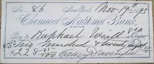 Cheque firmado por Fanny Davenport 1893 al teatro Raphael Weill autógrafo Casa Blanca - Imagen 1 de 2