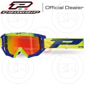 MASCHERA PROGRIP OCCHIALI MOTO CROSS ENDURO 3200 Giallo Fluo/Blu Lente Specchio - Imagen 1 de 3