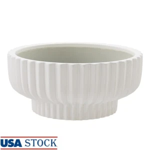 Ceramic Planter Round Pot Weather Resistant Indoor Outdoor Garden Drainage Plug - Picture 1 of 9