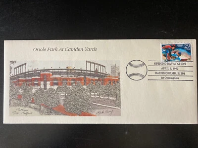 Baltimore Orioles 1st Openning Day Station USPS 4/6/1992 9.5" X 4"  Envelope - Image 1 of 2