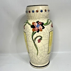 Floral Ceramic Hand Painted Vase Made Japan Cottage Core Shabby Decor 1960s Vtg - Picture 1 of 8