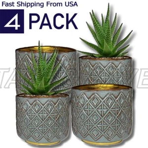 4 Pack / Ceramic Plant Pots Flower Pots Modern Flower Pots for Indoor Outdoor - Picture 1 of 7