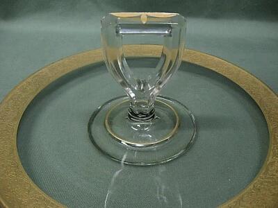 Lovely Vintage Glass Handled Dessert Tray/Plate Gold encrusted Border  - Image 1 of 4