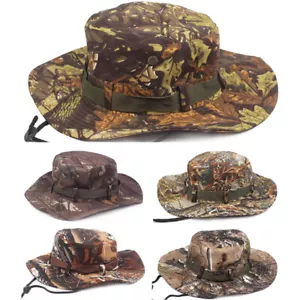 Men Casual Jungle Fisherman Hats Boonie Hiking Hat Camouflage Wide Brim Caps - Picture 1 of 10