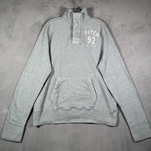 Felpa vintage Abercrombie & Fitch Y2K uomo XXL grigio muscolo Henley finto collo - Foto 1 di 11
