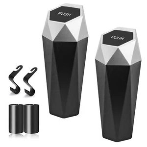 Car Trash Can Mini Garbage Bin 2 Packs Universal Leakproof Automotive Garbage... - Picture 1 of 8