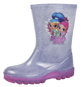 Girls Shimmer and Shine Glitter Wellington Boots Kids Rain Snow Shoes Wellies