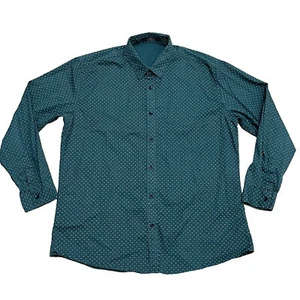 WULFUL Shirt Men’s XL Green Button Front Collared Long Sleeve Geometric Mint - Picture 1 of 8