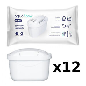 AquaFloow 12 filtros de Agua para Jarras filtrantes compatibles con Brita Maxtra