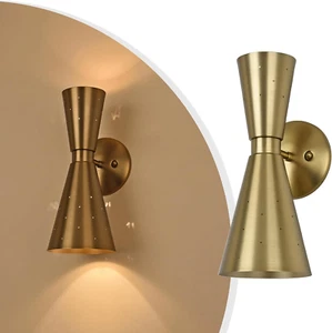 Brass Wall Sconce, Mid Century Modern Sconce Wall Lighting, up down Gold Wall Sc - Picture 1 of 12