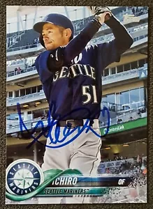 ICHIRO SUZUKI SIGNED 2018 TOPPS UPDATE BASEBALL CARD #US100 MARINERS AUTO - Picture 1 of 1