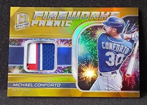 MICHAEL CONFORTO 2021 PANINI SPECTRA FIREWORKS FABRIC MAJESTIC LOGO TAG GOLD /10 - Picture 1 of 2