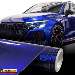 Pellicola adesiva Blu Notte metallizzato lucido car wrapping wrap auto moto - Foto 1 di 7