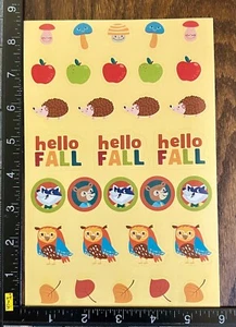 THANKS GIVING, FALL, APPLES, OWLS, LEAVES, ONE SHEET BEAUTIFUL STICKERS #FAL03 - Picture 1 of 2