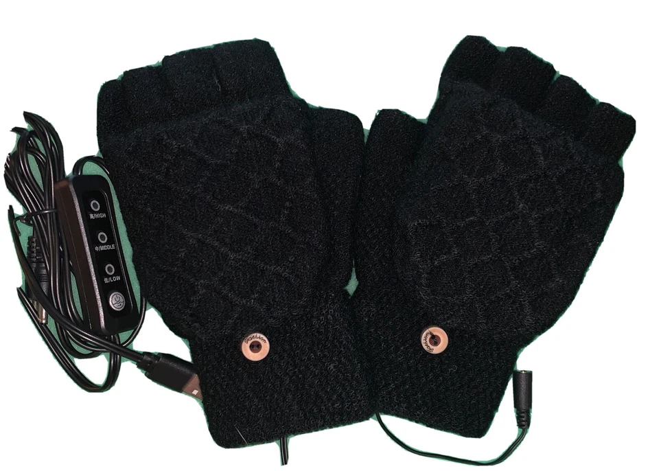 Guantes térmicos de manopla eléctrica de invierno calentador de dedo completo y medio USB Foto 1 de 4