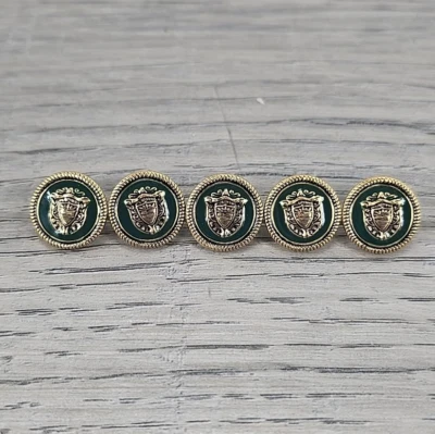 Pendleton Green Enamel Brass Shaft Shield Rope 5/8" Replacement Buttons - 5 pc - Image 1 of 3