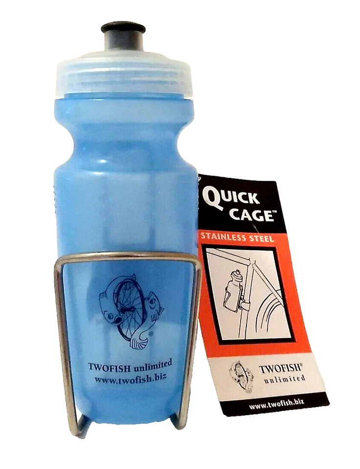TWOFISH Quick Cage Stainless Steel with Water Bottle Bicycle Kids Adults New HTF - Image 1 of 4