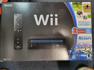 Consola Nintendo Wii Negra Con Wii Sports y Wii Sports Resort - Abierta Nueva en Caja - Imagen 1 de 3