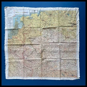WWII Royal Air Force RAF Pilots Silk Escape Evasion France Europe Map - Picture 1 of 15