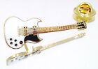 Vintage Mini Musical Gold Plated LP Junior Guitar Lapel Pin Music Jewelry White