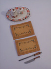 1:12 Scale Dollhouse Handmade Chef knife placemats and porcelain tea set  NR .99