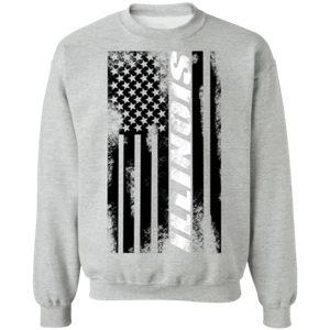 Illinois American Flag Crewneck Sweatshirt - Picture 1 of 6