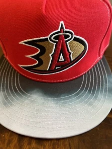 Anaheim Ducks and Angels Snapback Hat - Red/Gray Gradient Brim - Picture 1 of 6