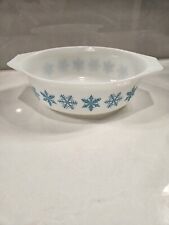 Vintage Pyrex Snowflake White/Blue Casserole Baking Dish NO LID 1.5Qt. 