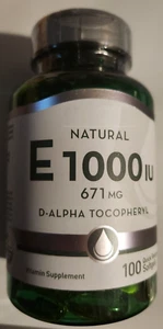 Vitamin E 1000IU 120 Softgels d-Alpha Tocopherols & Mixed Tocopherols Non GMO - Picture 1 of 3