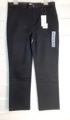 Old Navy Black Straight Leg Black Adjustable Waist Khaki Pants 16 Husky NWTS! - Image 1 of 4