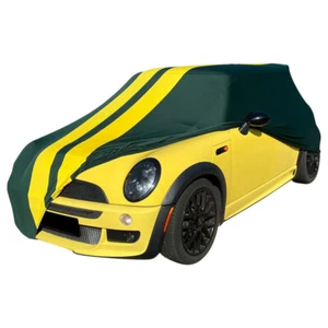 Indoor car cover fits Mini Cooper S (R53) bespoke Green with yellow striping ... - Picture 1 of 11