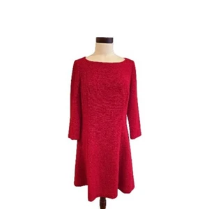 Jessica Howard Red Holiday Sparkle 3/4 Sleeve Knee Length Dress Size 12 NWT - Picture 1 of 6