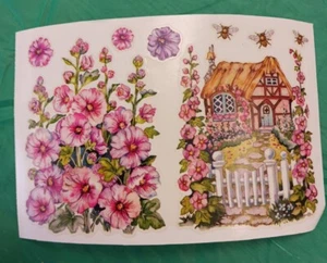 PSX Designs Sticker Sheet Hollyhock Cottage RARE HTF NEW 1 sheet 🦋 - Picture 1 of 4