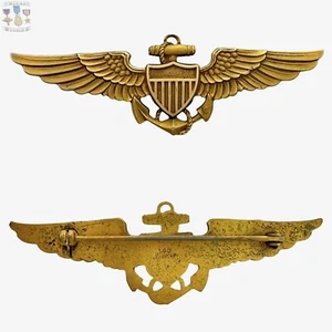 1/20 10K GOLD WWII US NAVY AVIATOR WINGS 2-3/4” SIZE PILOT BADGE L.G. BALFOUR #9 - Picture 1 of 7