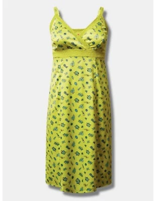 Vestido Torrid Betsey Johnson 5X 28 MIDI Trench cetim renda inserção amarelo novo com etiquetas - Imagem 1 de 4