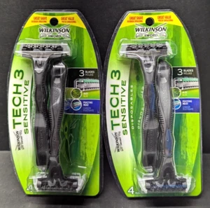 Wilkinson Sword Tech 3 Sensitive Aloe Strip Disposable Razor 4pk x 2 = 8 Total - Picture 1 of 2