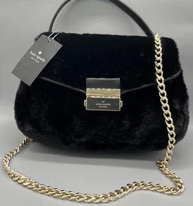 NWT! KATE SPADE Carey Faux Fur Small Flap Shoulder Bag w/ Chain Leather Strap - Picture 1 of 12