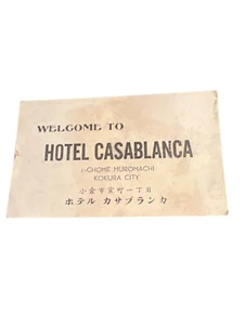 Vintage 50s Hotel Casablanca Welcome Card Map Kokura City Japan Korean War - Picture 1 of 3