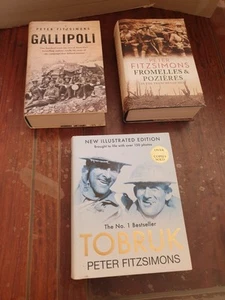 3x Peter Fitzsimons Books HARDCOVER TOBRUK + Gallipoli + FROMELLES & Pozieres HC - Picture 1 of 18