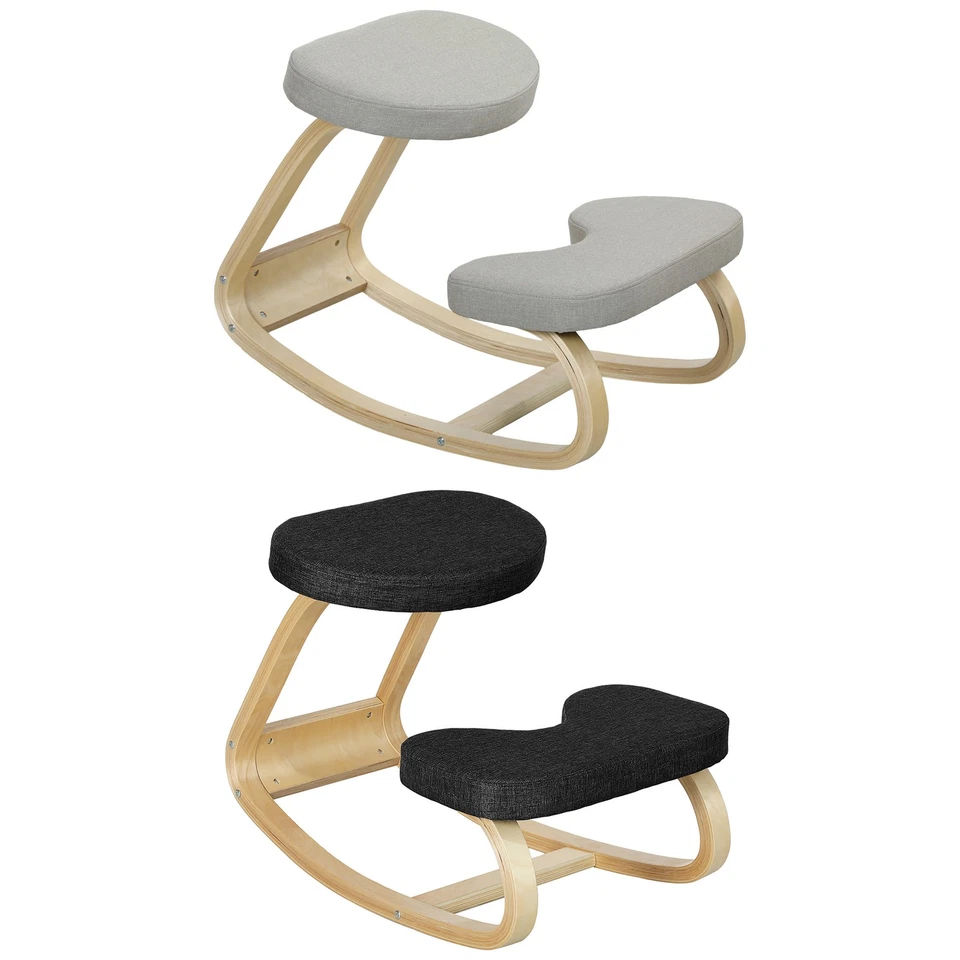 HOMCOM Sedia Ergonomica Dondolante in Tessuto Effetto Lino e Legno - Immagine 1 di 1