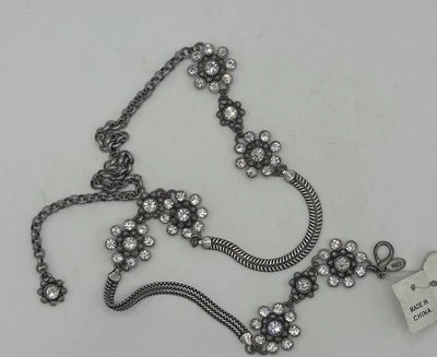 Cinturón de cadena plateada Chico's para mujer talla S/M - NUEVO CON ETIQUETAS 40 pulgadas flores Starbursts Foto 1 de 4