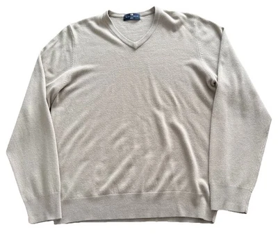 Suéter Pullover Marks & Spencer Para Hombre M Acrílico Cuello en V Piedra Tostado Azul Puerto Foto 1 de 4